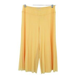 Elana Kattan Yellow Culottes Gaucho Pants Medium NWT Mesh Overlay